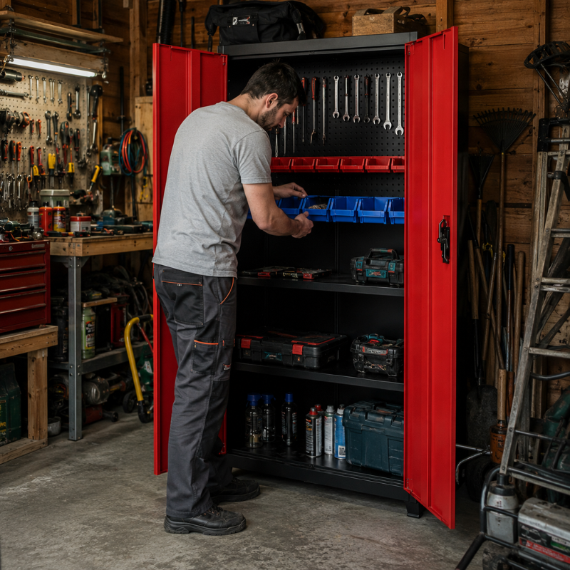 Armoire métallique Rouge & Noir 180cm