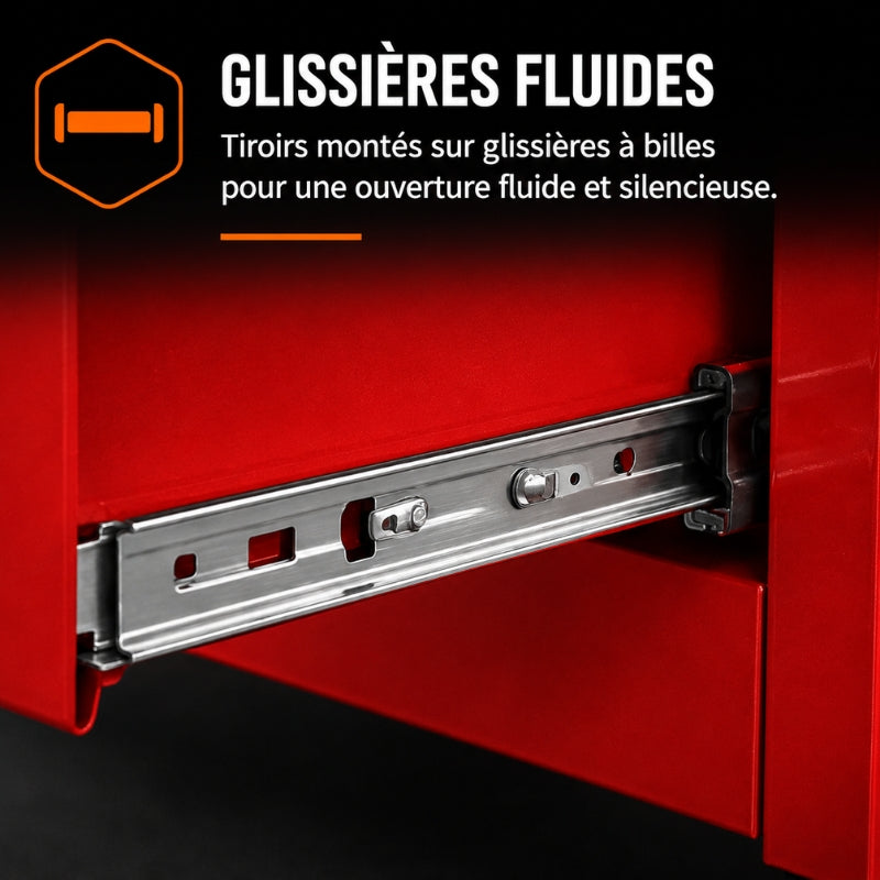 Servante d'Atelier 3en1 — Caisse Amovible, 6 Tiroirs & Armoire sur Roulettes A2