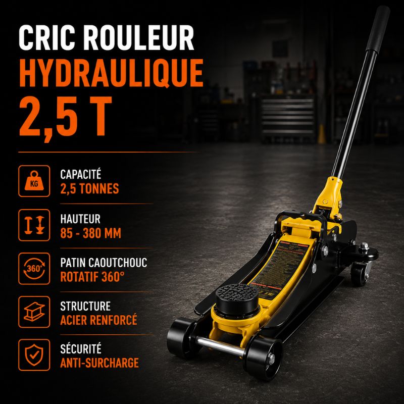 Cric Rouleur Hydraulique 2,5 Tonnes