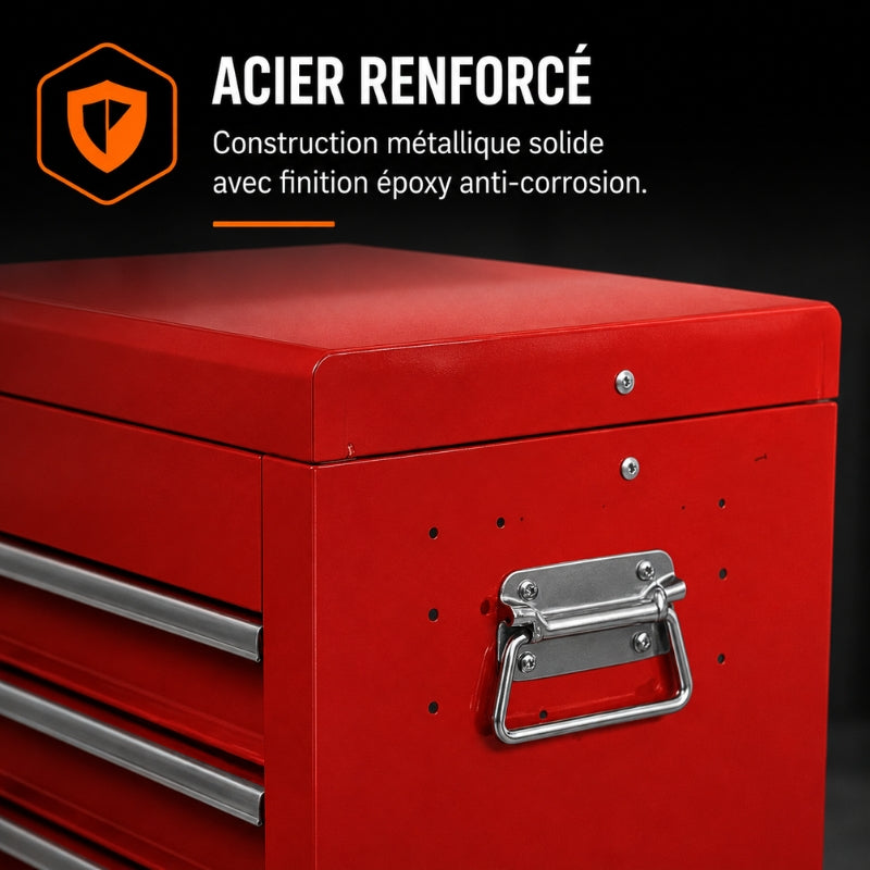 Servante d'Atelier 3en1 — Caisse Amovible, 6 Tiroirs & Armoire sur Roulettes A2