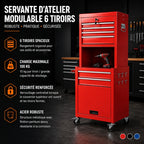 Station de Travail Modulaire A2 - Servante 6 Tiroirs Acier