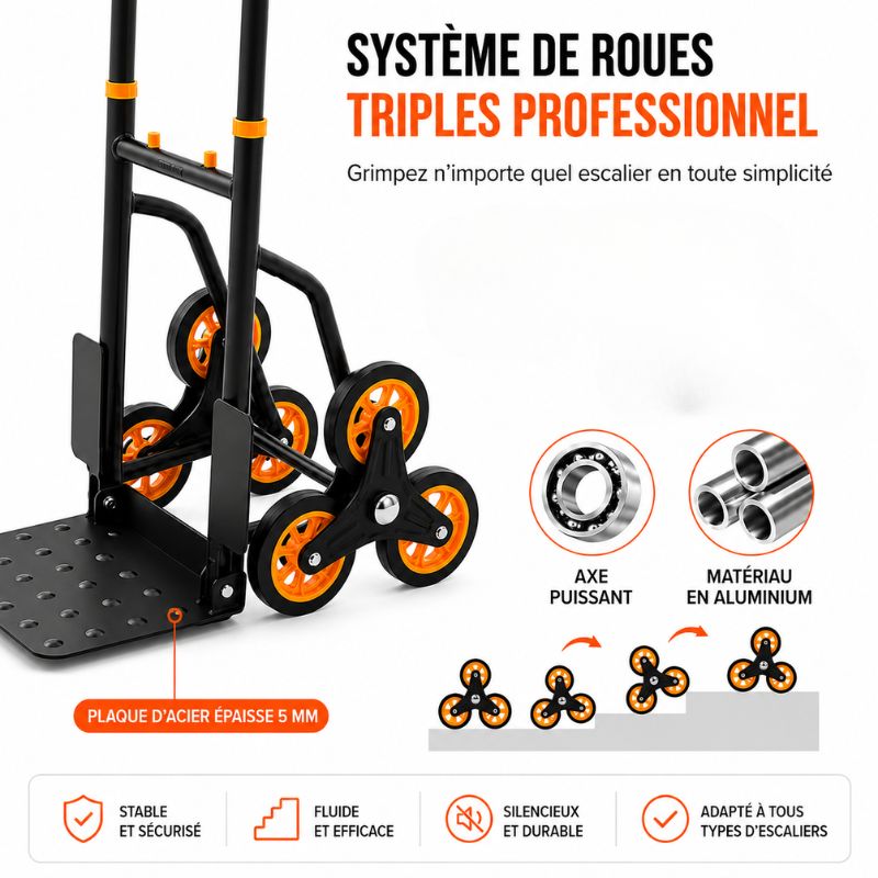 Diable Monte-Escaliers Pliable - Charge max 200 kg