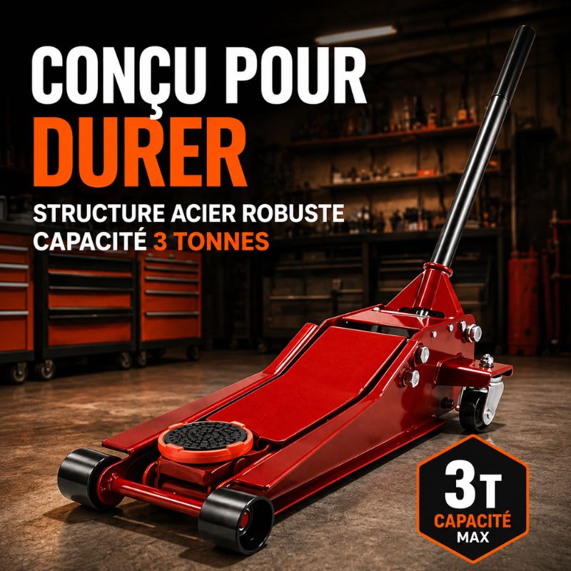 Cric hydraulique rouleur extra plat 3T