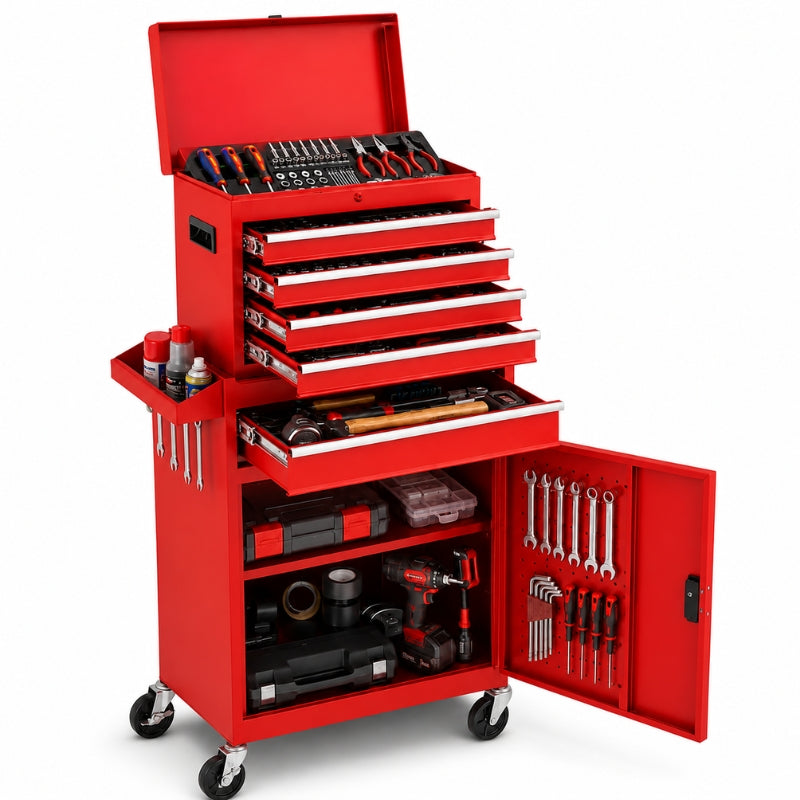 Servante atelier 5 tiroirs rouge 2en1 — caisse amovible A1