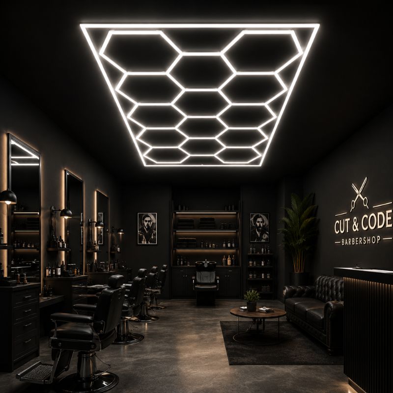 Plafonnier LED Hexagonal 14 Modules 2,40 m x 4,80 m –  blanc 6500K