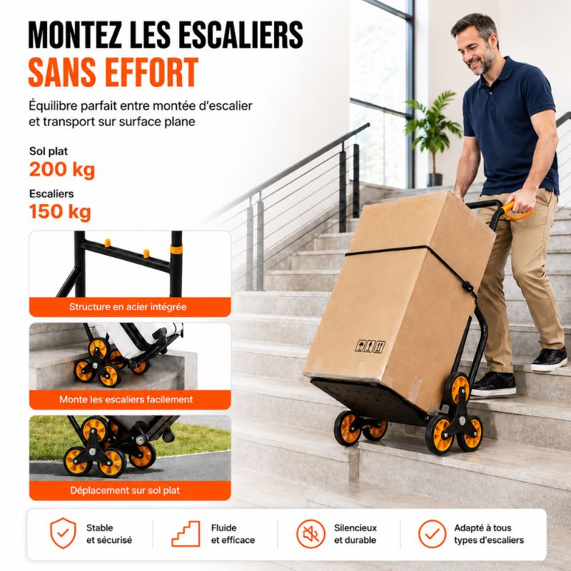 Diable Monte-Escaliers Pliable - Charge max 200 kg