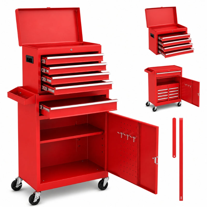 Servante atelier 5 tiroirs rouge 2en1 — caisse amovible A1