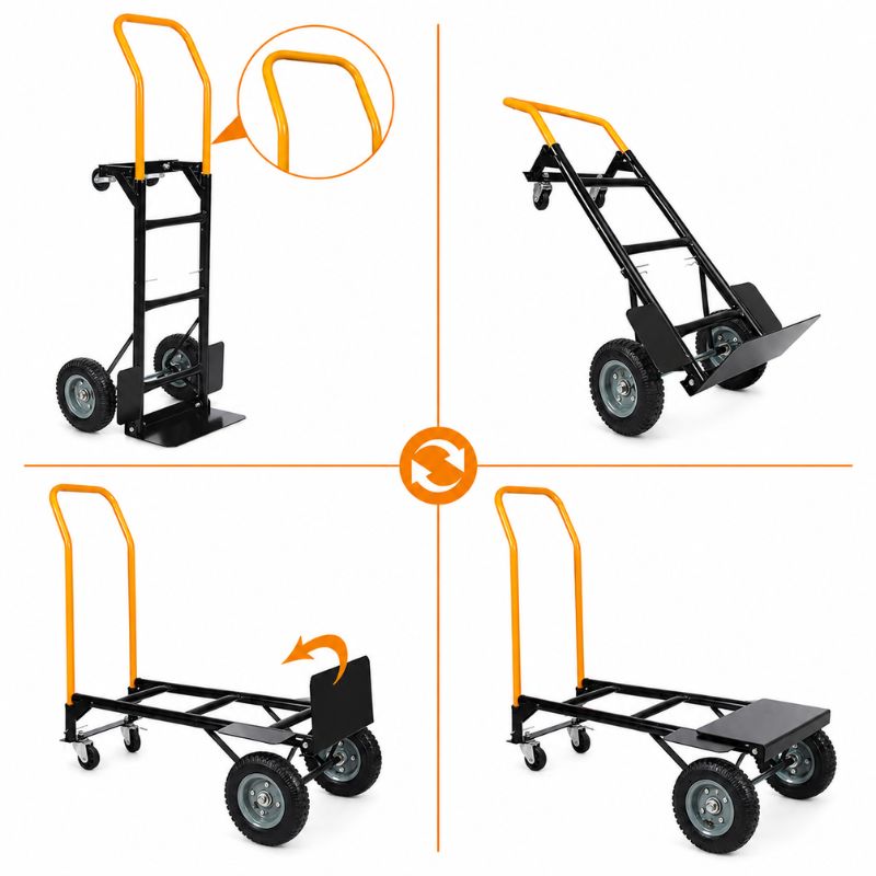 Chariot Diable 3-en-1 Acier renforcé - Charge max 120 kg