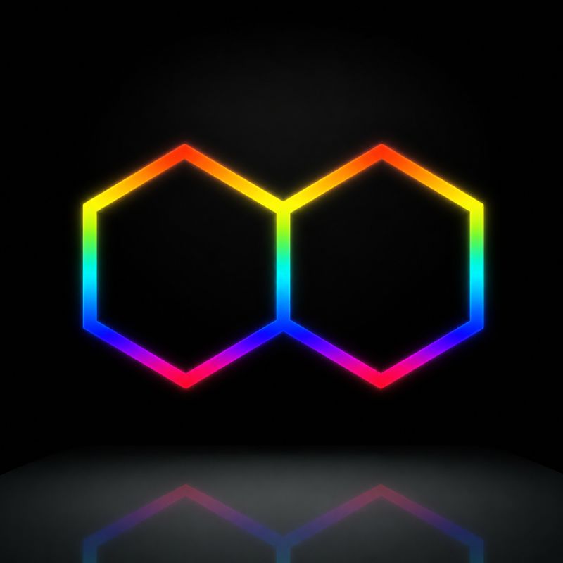 Plafonnier LED Hexagonal RGBW 2 Modules 1,68 m x 0,93 m – RGB + blanc dimmable