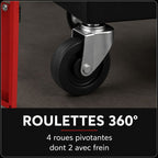 Servante 2-en-1 noir et rouge avec caisse portable amovible A3