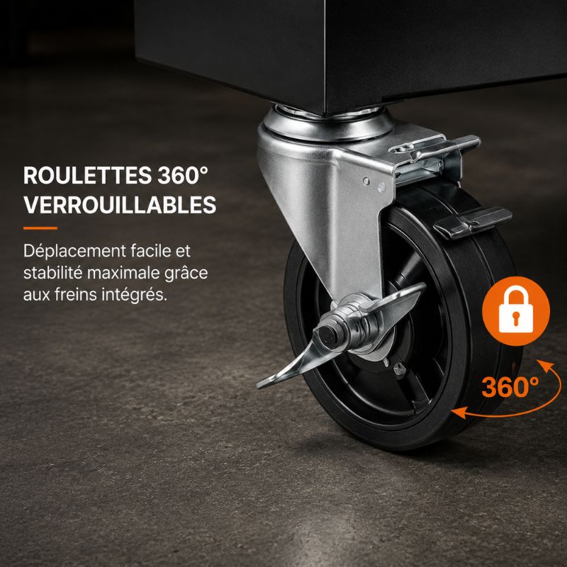 Servante 5 Tiroirs Noir 2en1 Caisse Amovible et Roulettes A4