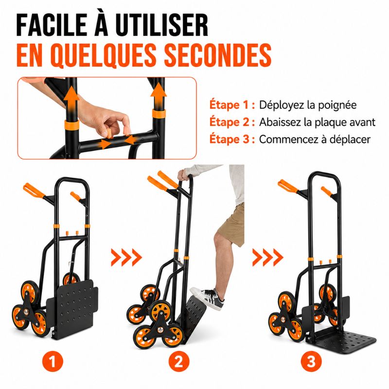 Diable Monte-Escaliers Pliable - Charge max 200 kg