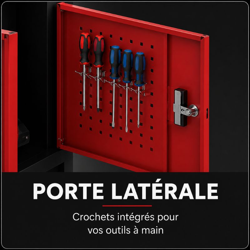 Servante 2-en-1 noir et rouge avec caisse portable amovible A3