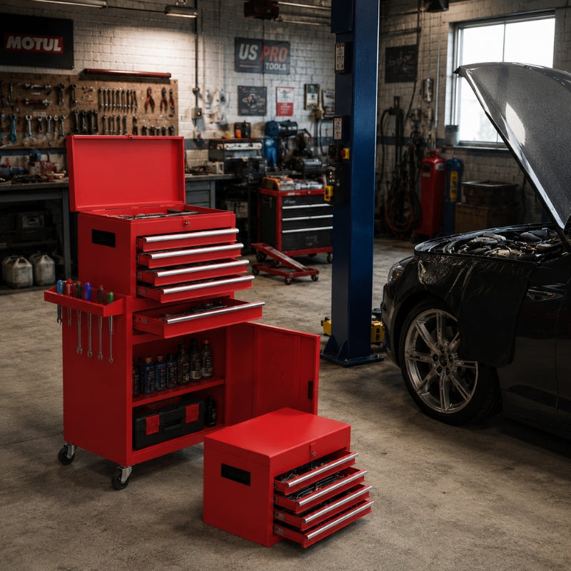 Servante atelier 5 tiroirs rouge 2en1 — caisse amovible A1