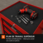Servante 4 Tiroirs Rouge sur Roulettes Verrouillable S3