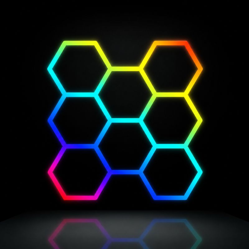 Plafonnier LED Hexagonal RGBW 8 Modules 2,30 m x 2,52 m – RGB + blanc Dimmable