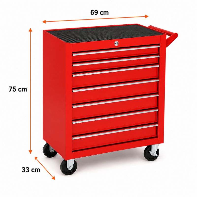 Servante d'Atelier 7 Tiroirs Rouge S2