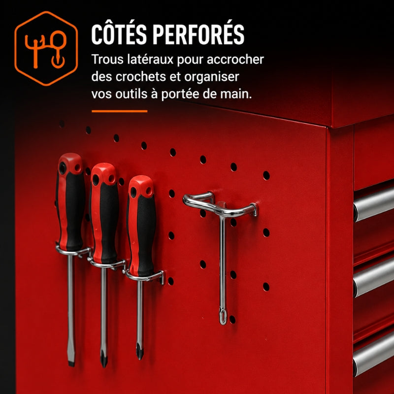 Servante d'Atelier 3en1 — Caisse Amovible, 6 Tiroirs & Armoire sur Roulettes A2