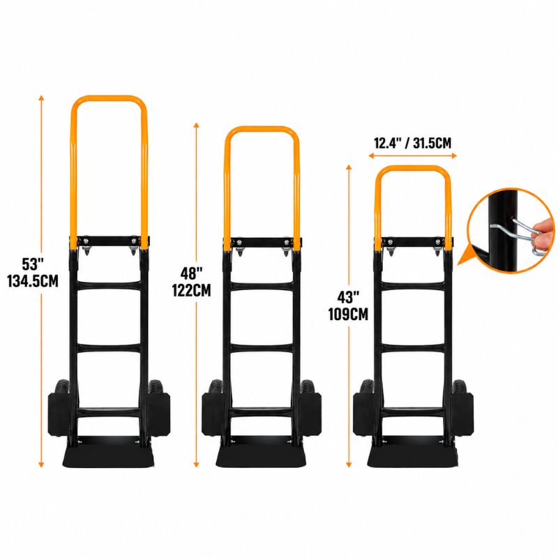 Chariot Diable 3-en-1 Acier renforcé - Charge max 120 kg