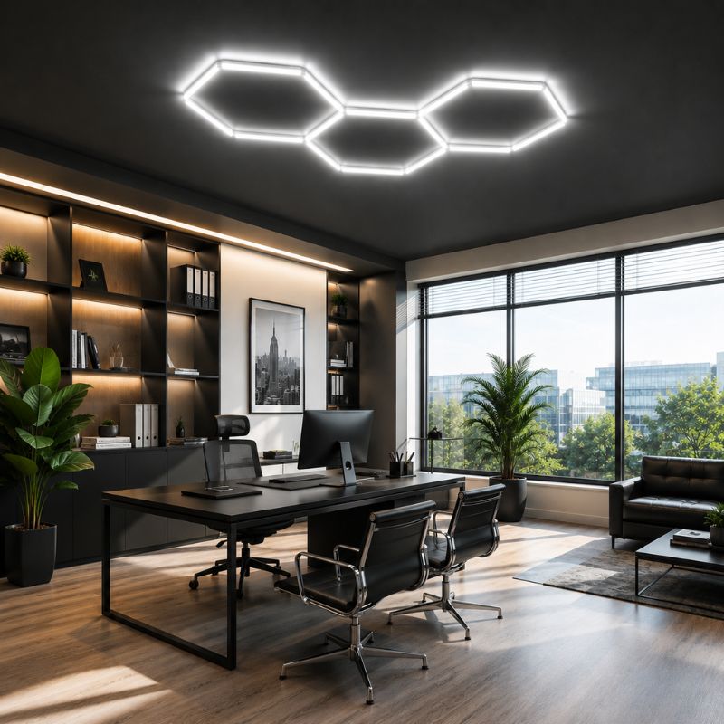 Plafonnier LED Hexagonal Nid d'Abeille 3 Modules 2,40 m x 1,20 m – blanc 6500K