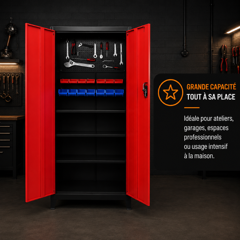 Armoire métallique Rouge & Noir 180cm