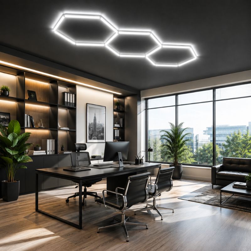 Plafonnier LED Hexagonal Nid d'Abeille 3 Modules 0,90 m x 2,50 m – blanc 6500K