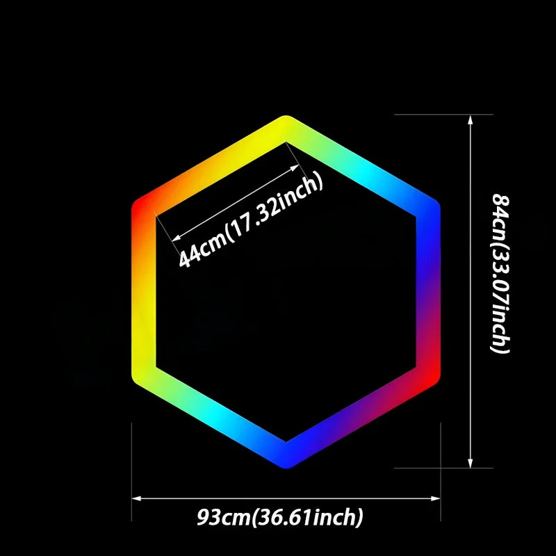 Plafonnier LED hexagonal RGBW 1 module - dimensions 93 x 84 cm