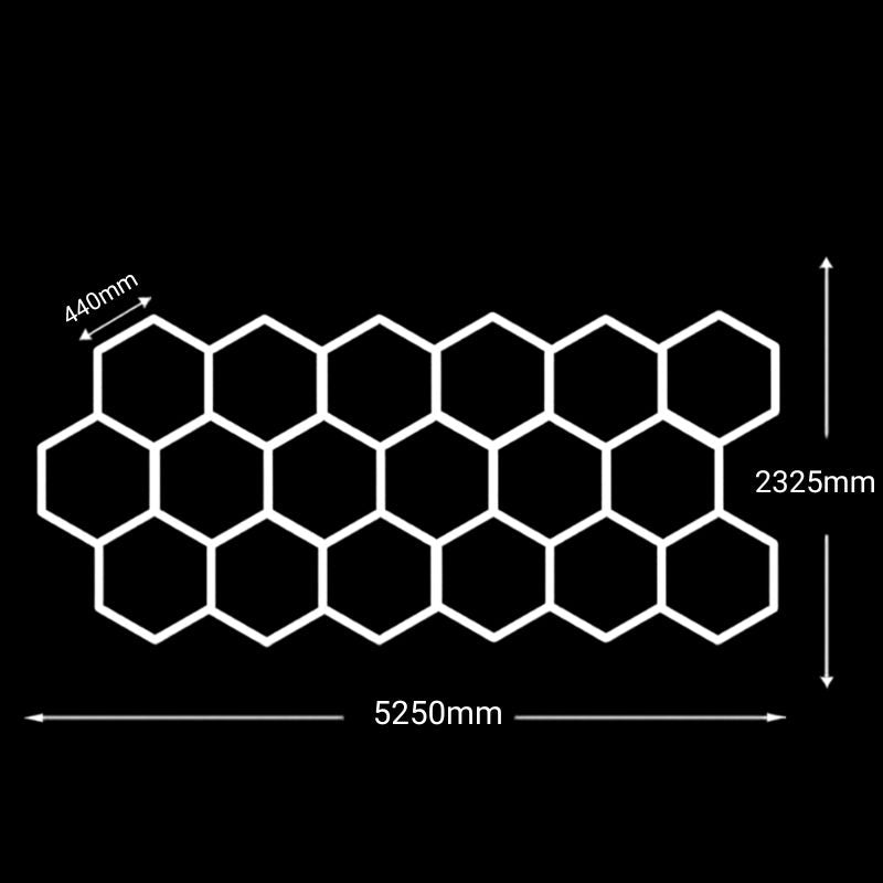 Éclairage plafond LED 18 Hexagones GSX™ – 5,25 × 2,32 m – 6500K
