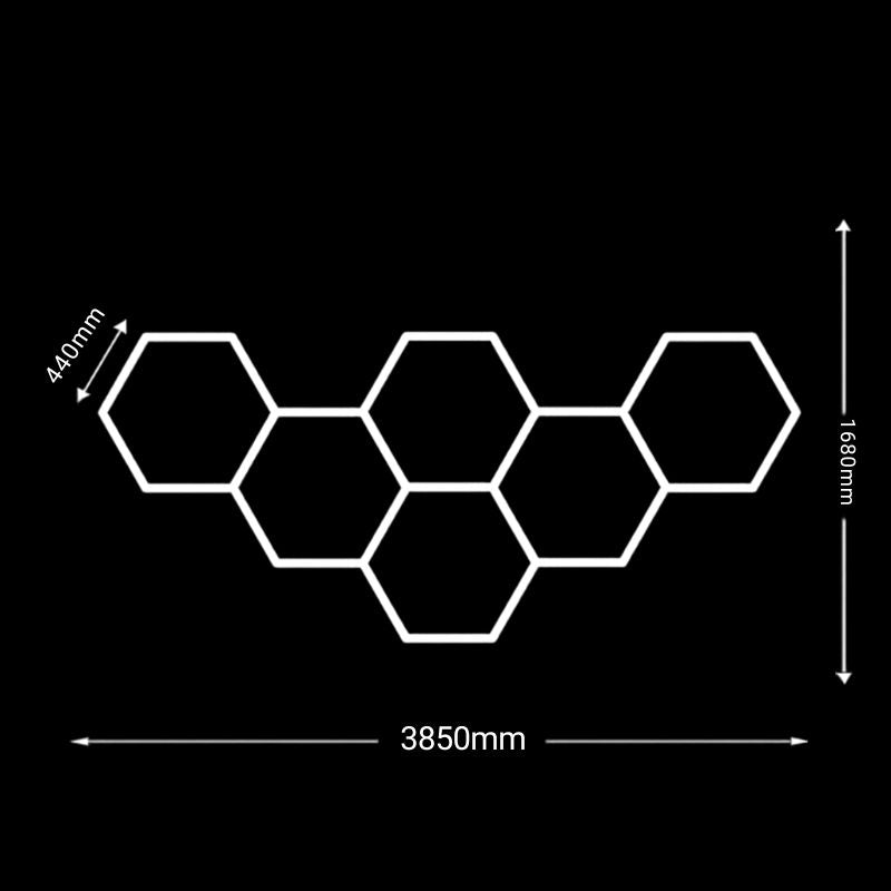 Éclairage plafond LED 6 Hexagones GSX™ – 3,85 × 1,68 m – 6500K