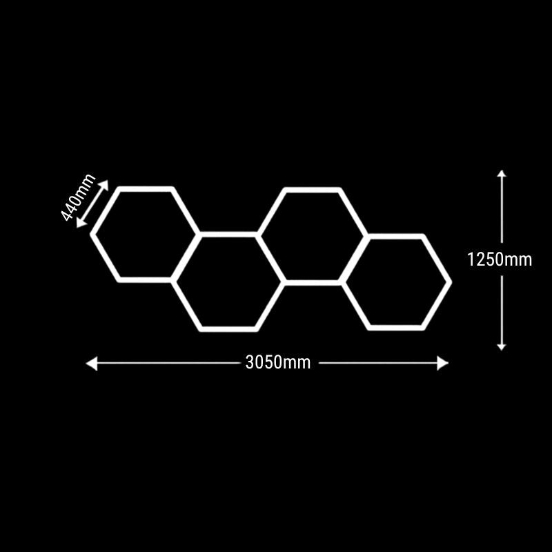 Éclairage plafond LED 4 Hexagones GSX™ – 3,05 × 1,25 m – 6500K