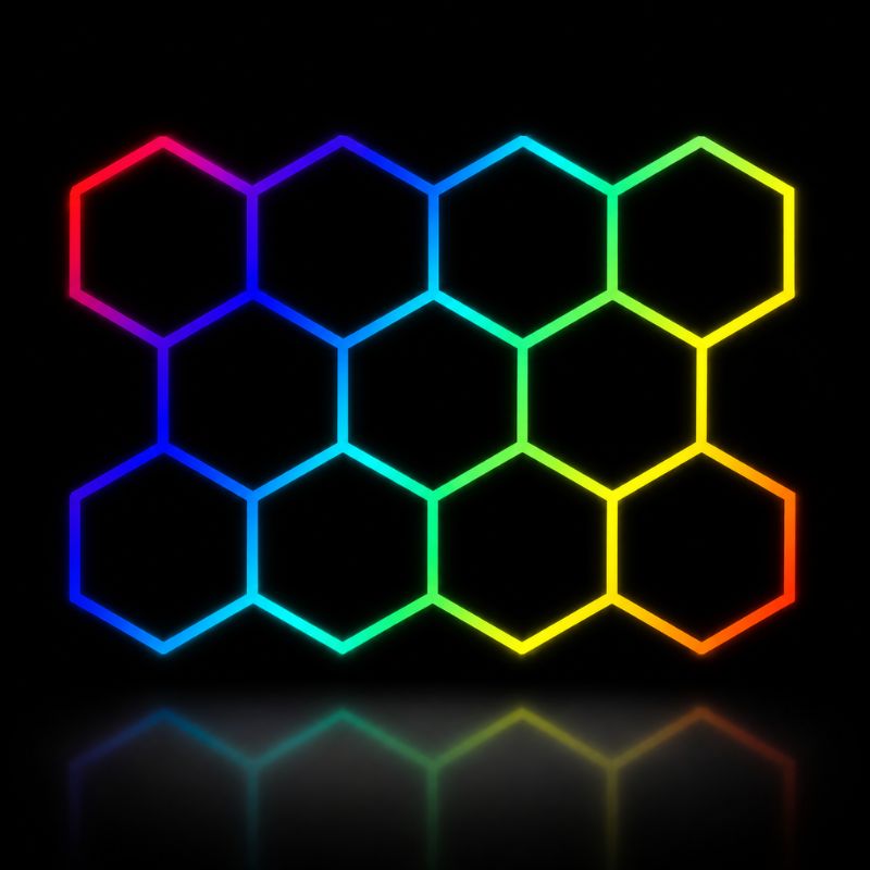 Plafonnier LED Hexagonal RGBW 11 Modules 3,36 m x 2,30 m - RGB + blanc Dimmable